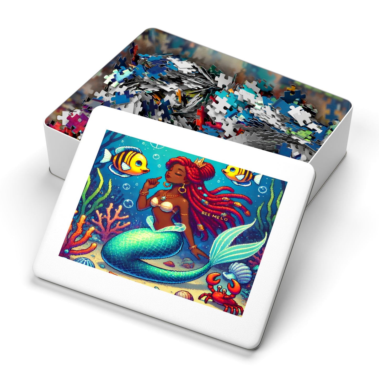 Melo Mermaid Jigsaw Puzzle with Custom Design Tin Container