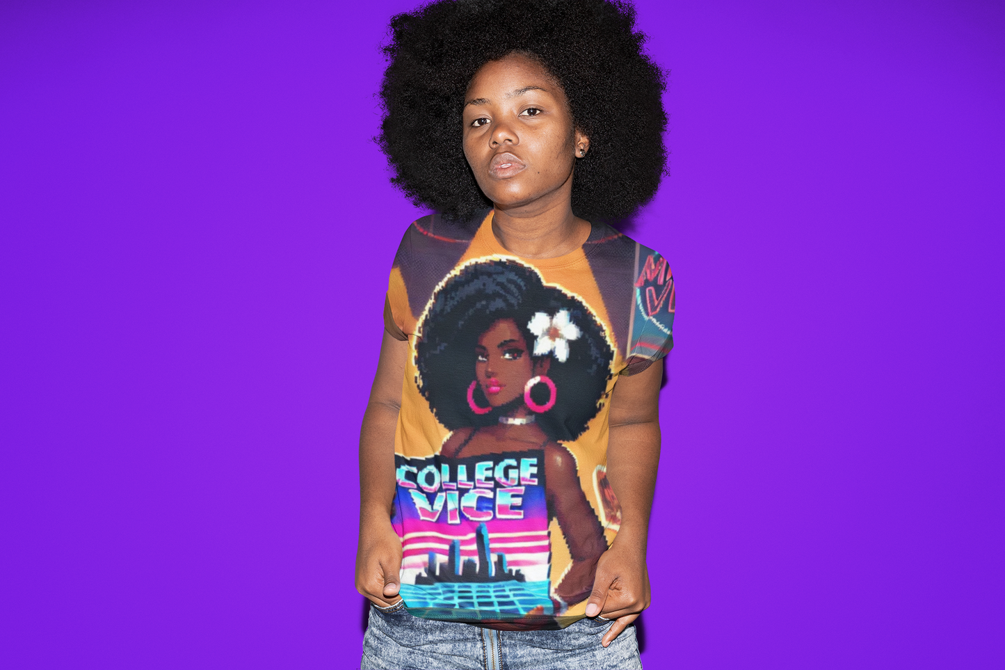 Retro College Vice Graphic Tee - Unisex Cut & Sew Shirt for Creative Souls
