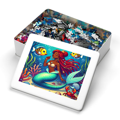 Melo Mermaid Jigsaw Puzzle with Custom Design Tin Container