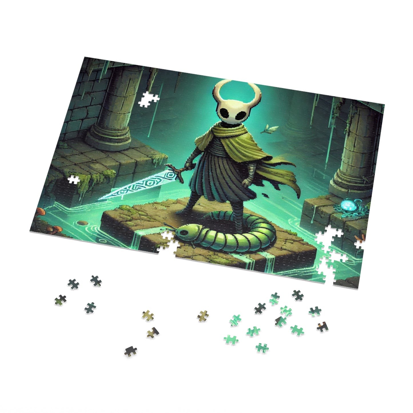 Green Cloaked Hollow Hero Jigsaw Puzzle with Custom Design Tin Container
