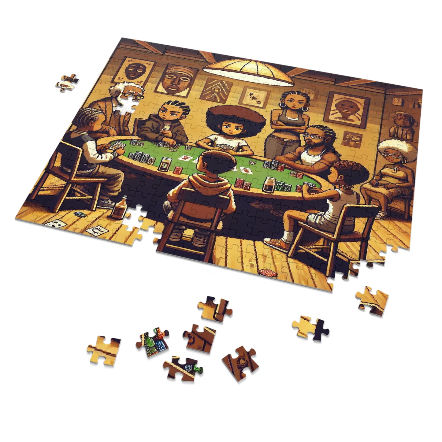 Family Game Night Jigsaw Puzzle with Custom Design Tin Container