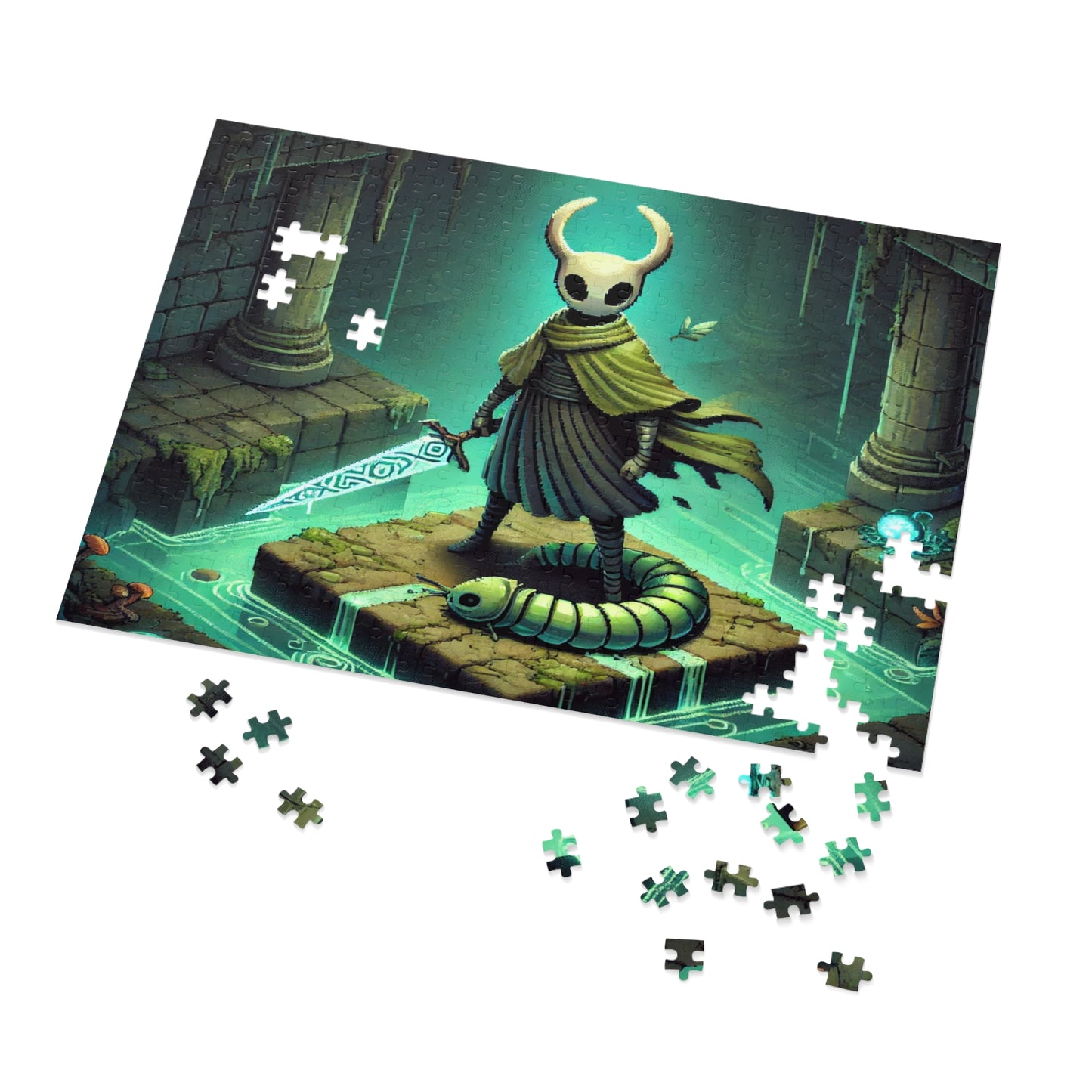 Green Cloaked Hollow Hero Jigsaw Puzzle with Custom Design Tin Container