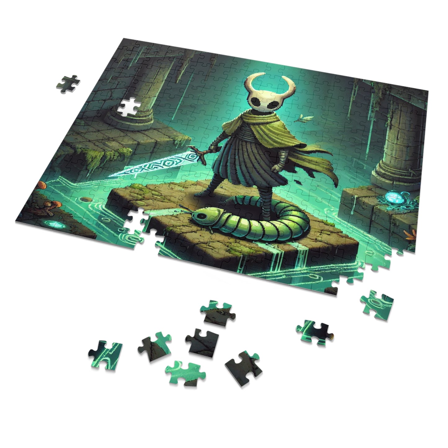 Green Cloaked Hollow Hero Jigsaw Puzzle with Custom Design Tin Container