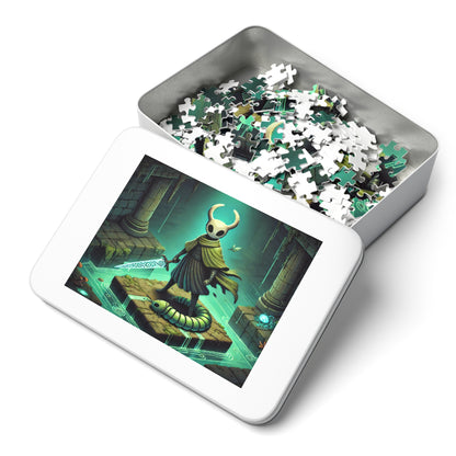Green Cloaked Hollow Hero Jigsaw Puzzle with Custom Design Tin Container