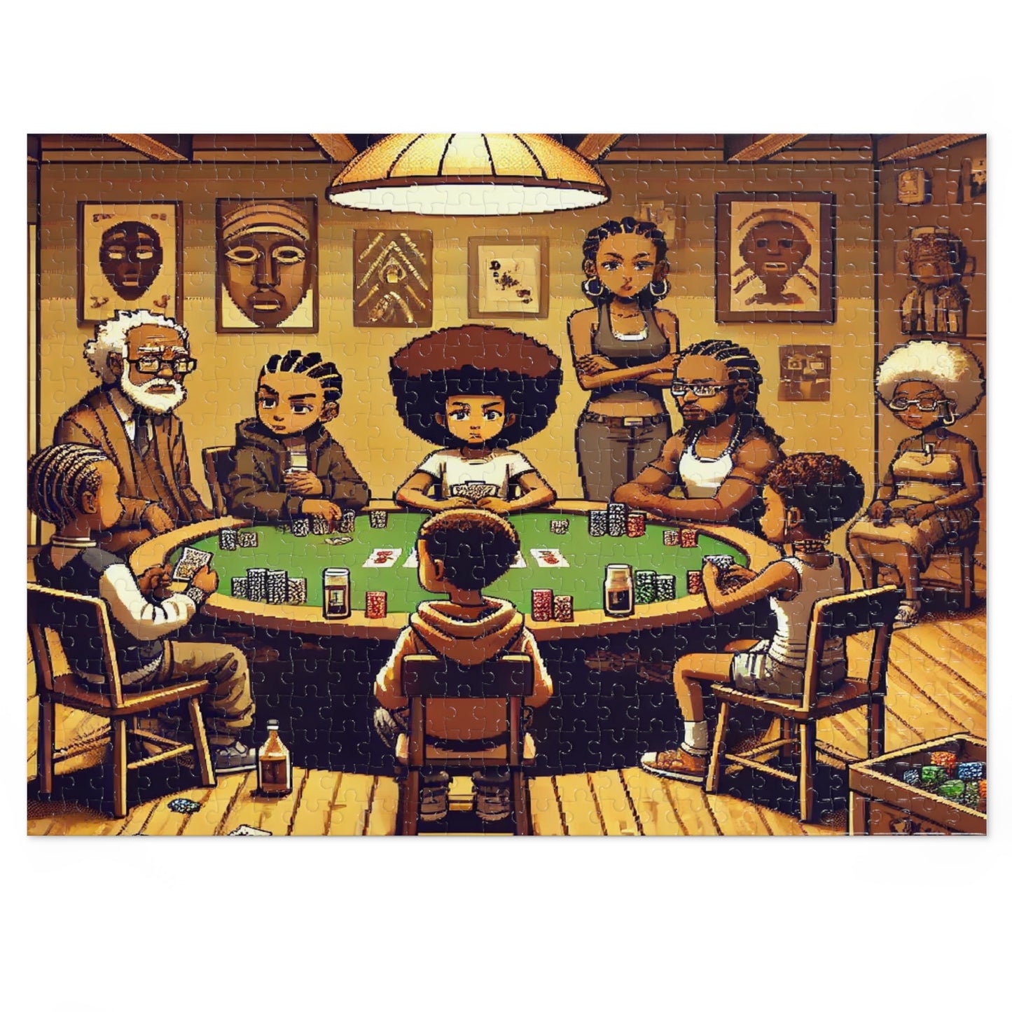 Family Game Night Jigsaw Puzzle with Custom Design Tin Container