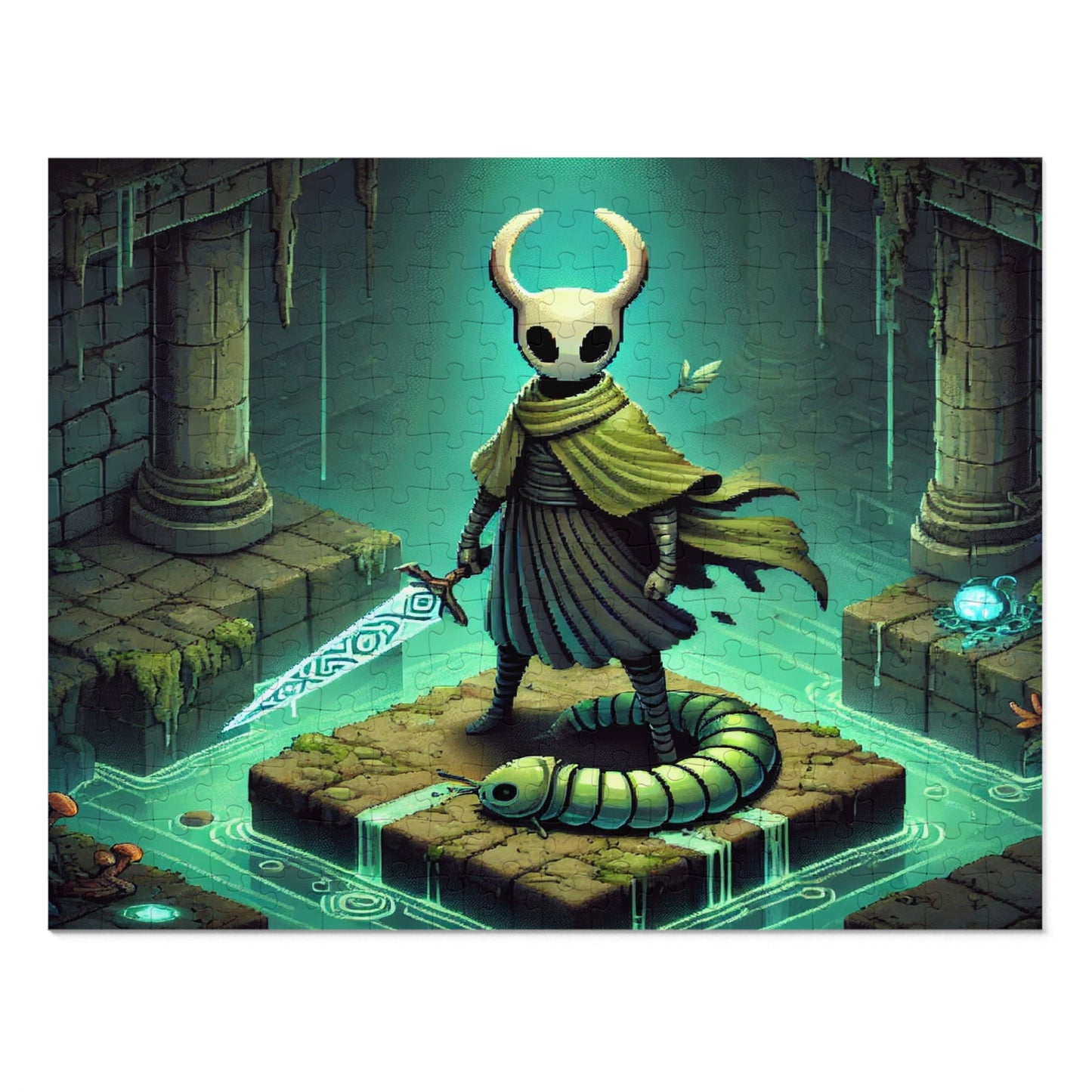 Green Cloaked Hollow Hero Jigsaw Puzzle with Custom Design Tin Container