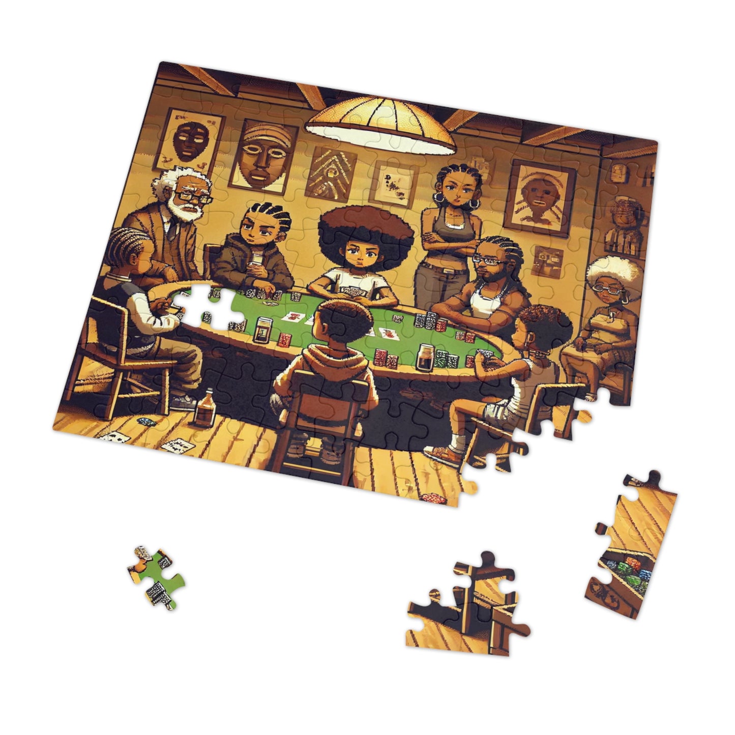 Family Game Night Jigsaw Puzzle with Custom Design Tin Container