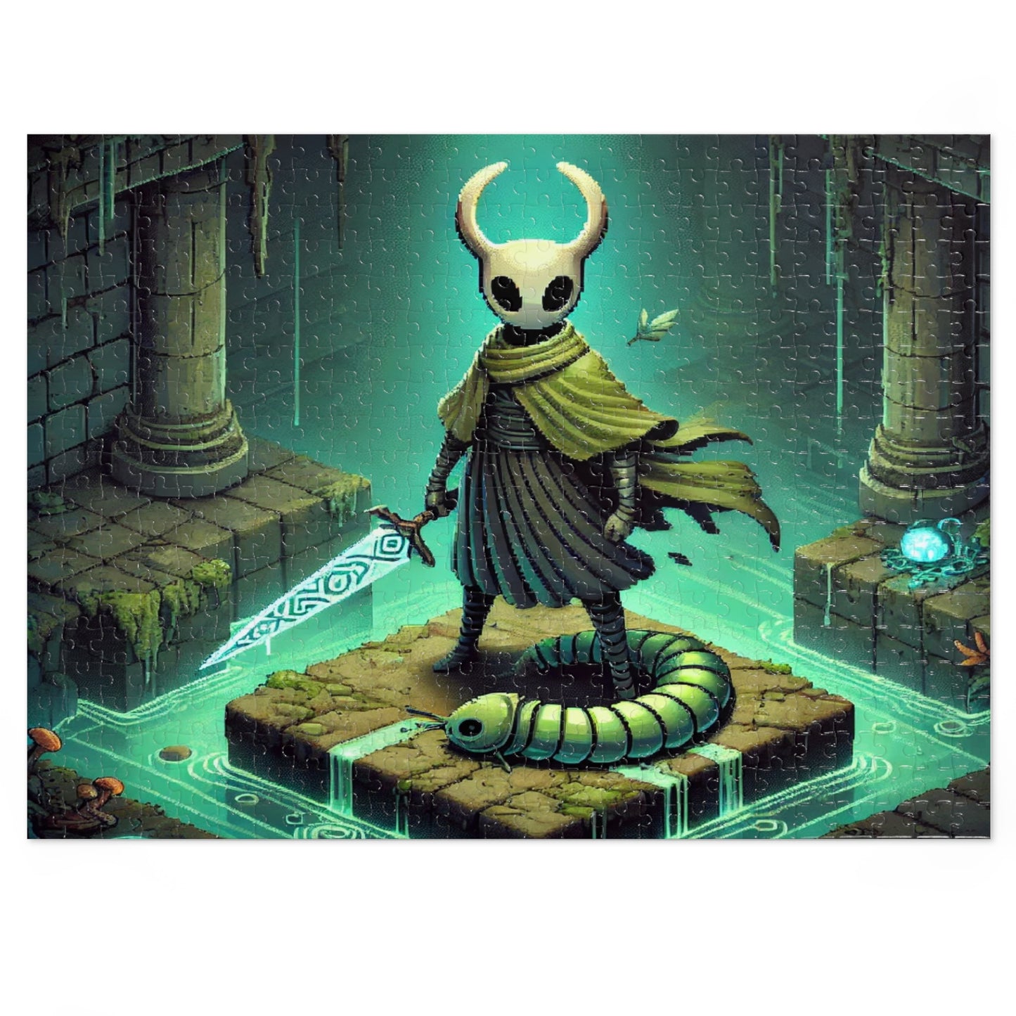 Green Cloaked Hollow Hero Jigsaw Puzzle with Custom Design Tin Container