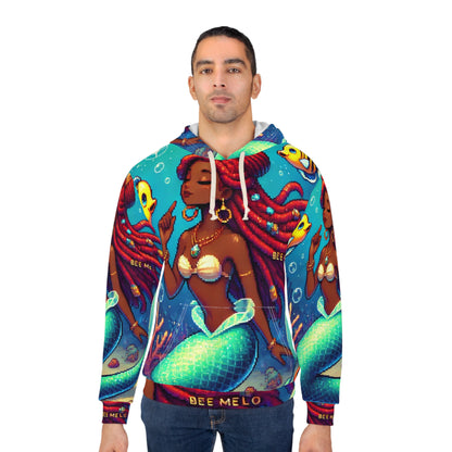 Cool Mermaid Vibes Unisex Pullover Hoodie - Colorful Underwater Pixel Art Hoodie