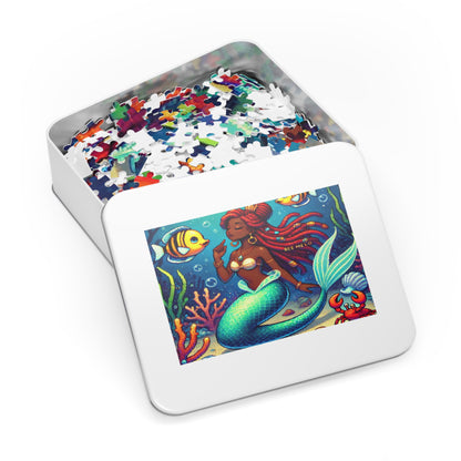 Melo Mermaid Jigsaw Puzzle with Custom Design Tin Container
