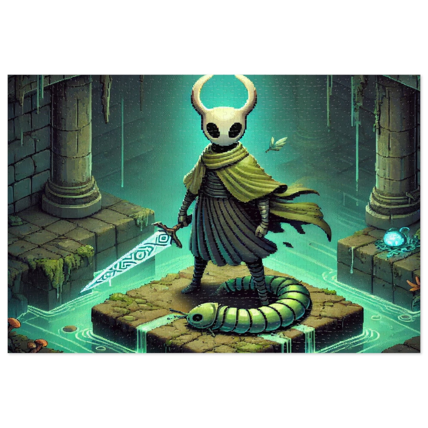 Green Cloaked Hollow Hero Jigsaw Puzzle with Custom Design Tin Container