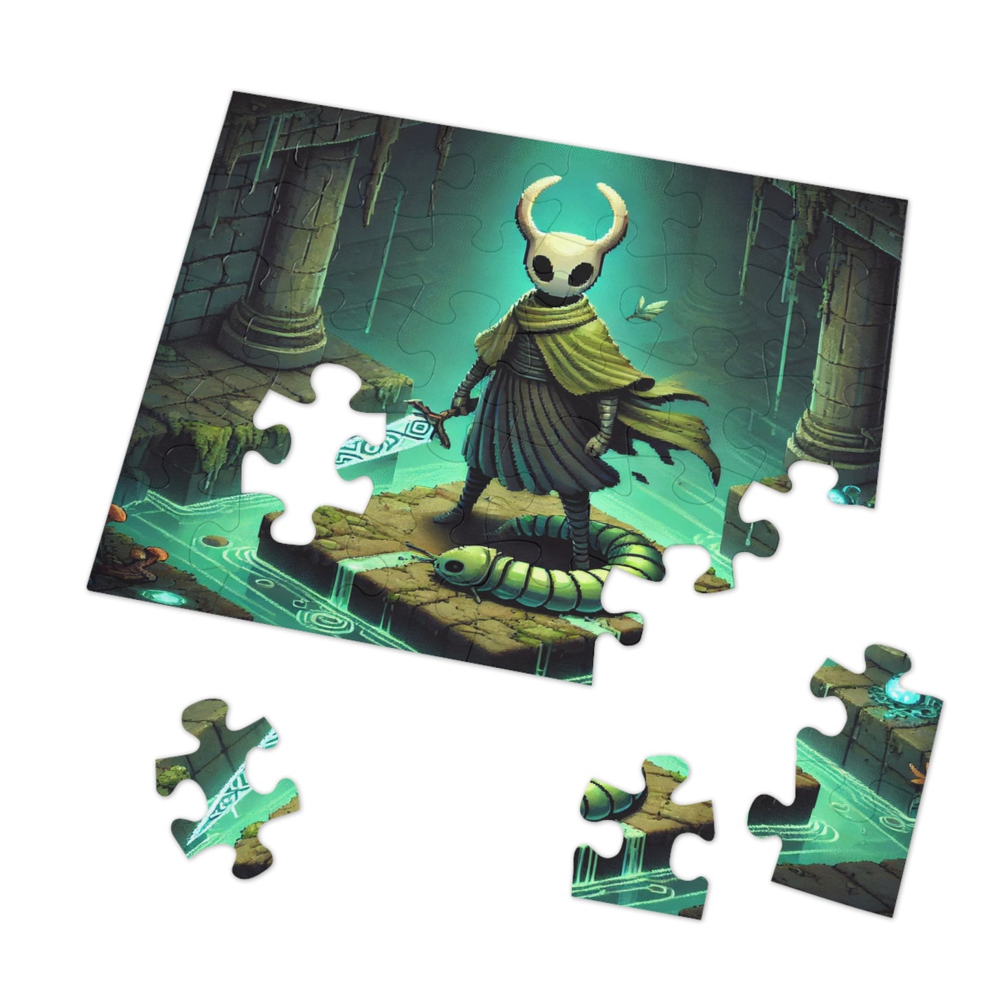 Green Cloaked Hollow Hero Jigsaw Puzzle with Custom Design Tin Container