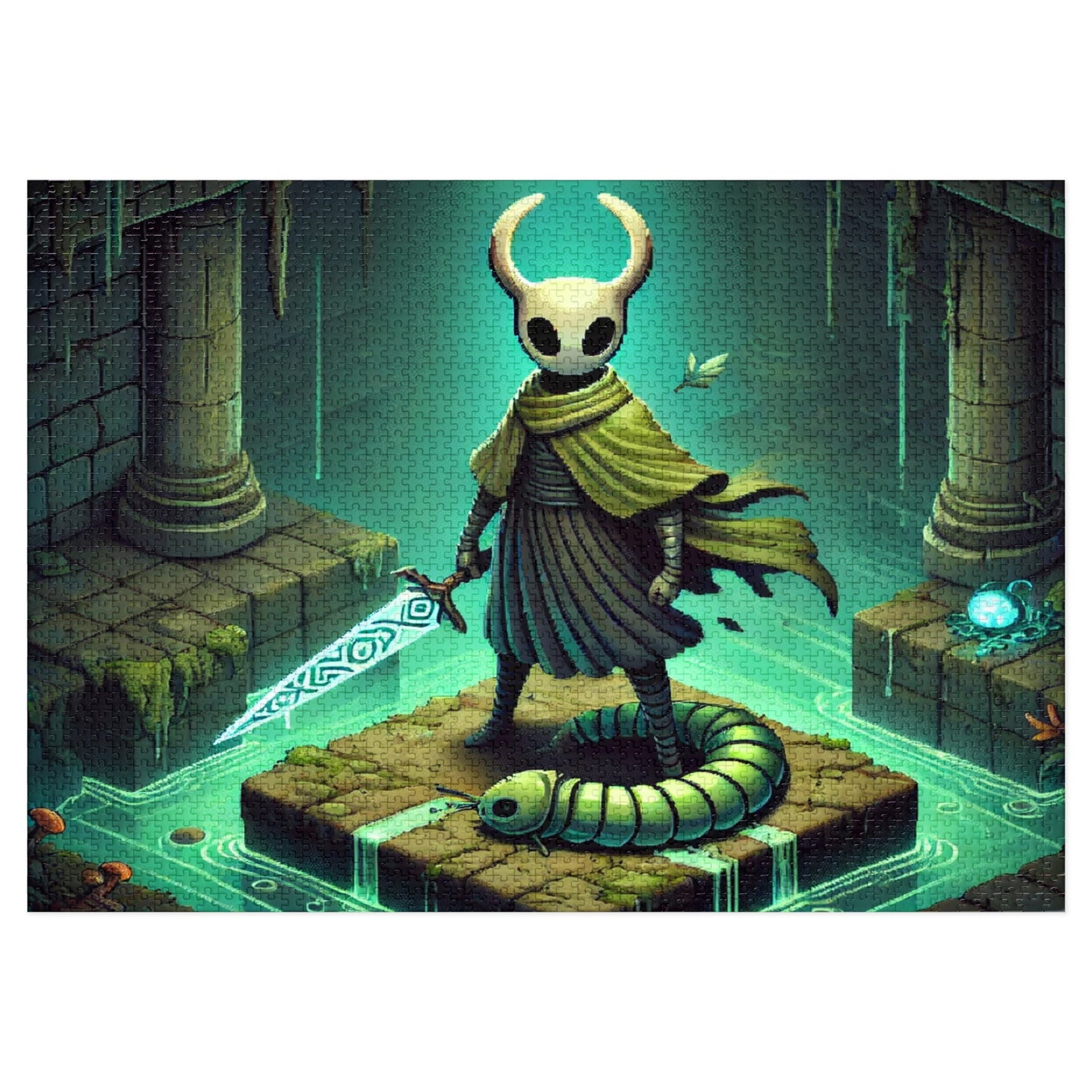 Green Cloaked Hollow Hero Jigsaw Puzzle with Custom Design Tin Container