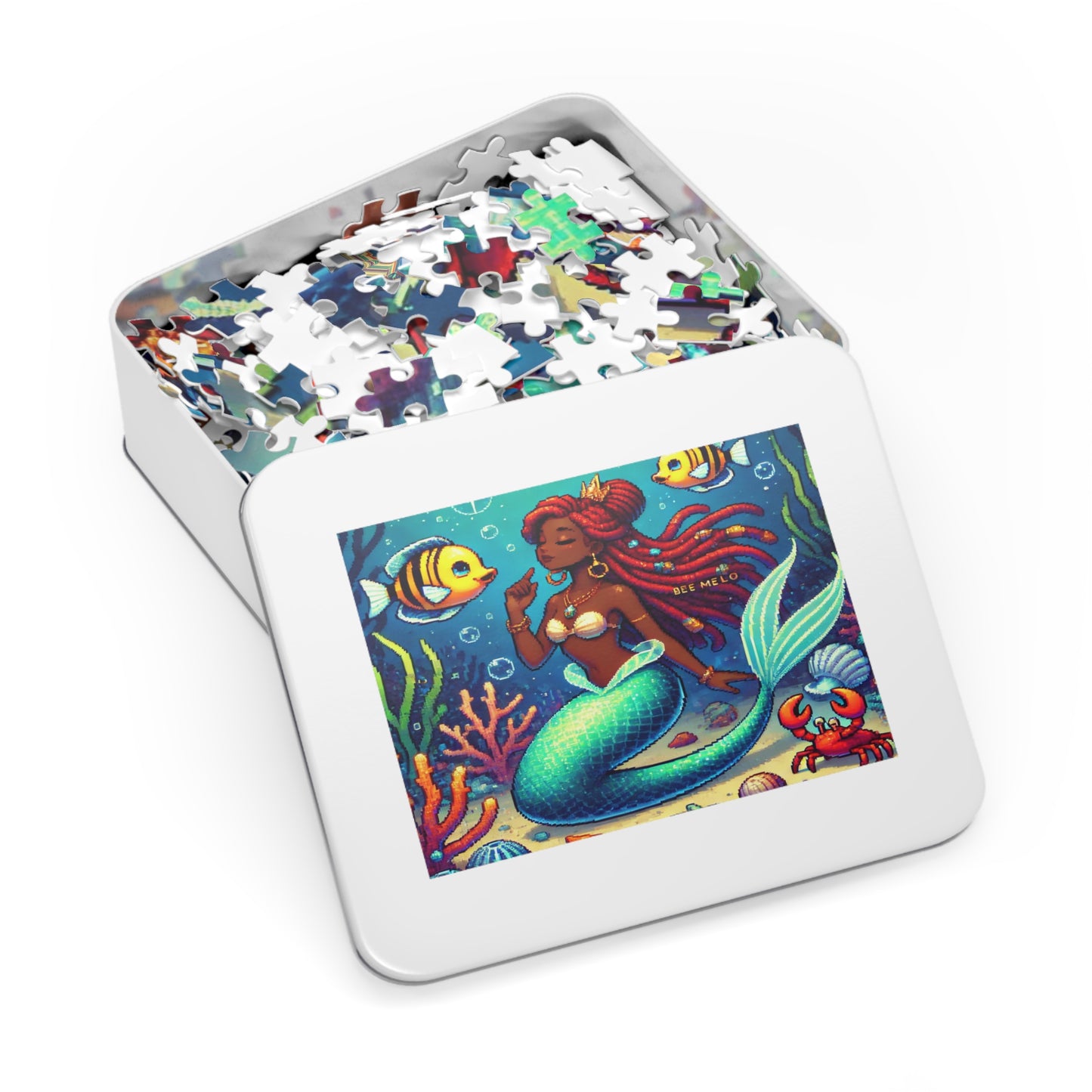 Melo Mermaid Jigsaw Puzzle with Custom Design Tin Container