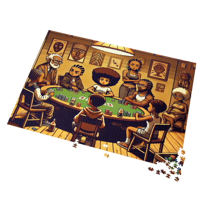 Family Game Night Jigsaw Puzzle with Custom Design Tin Container