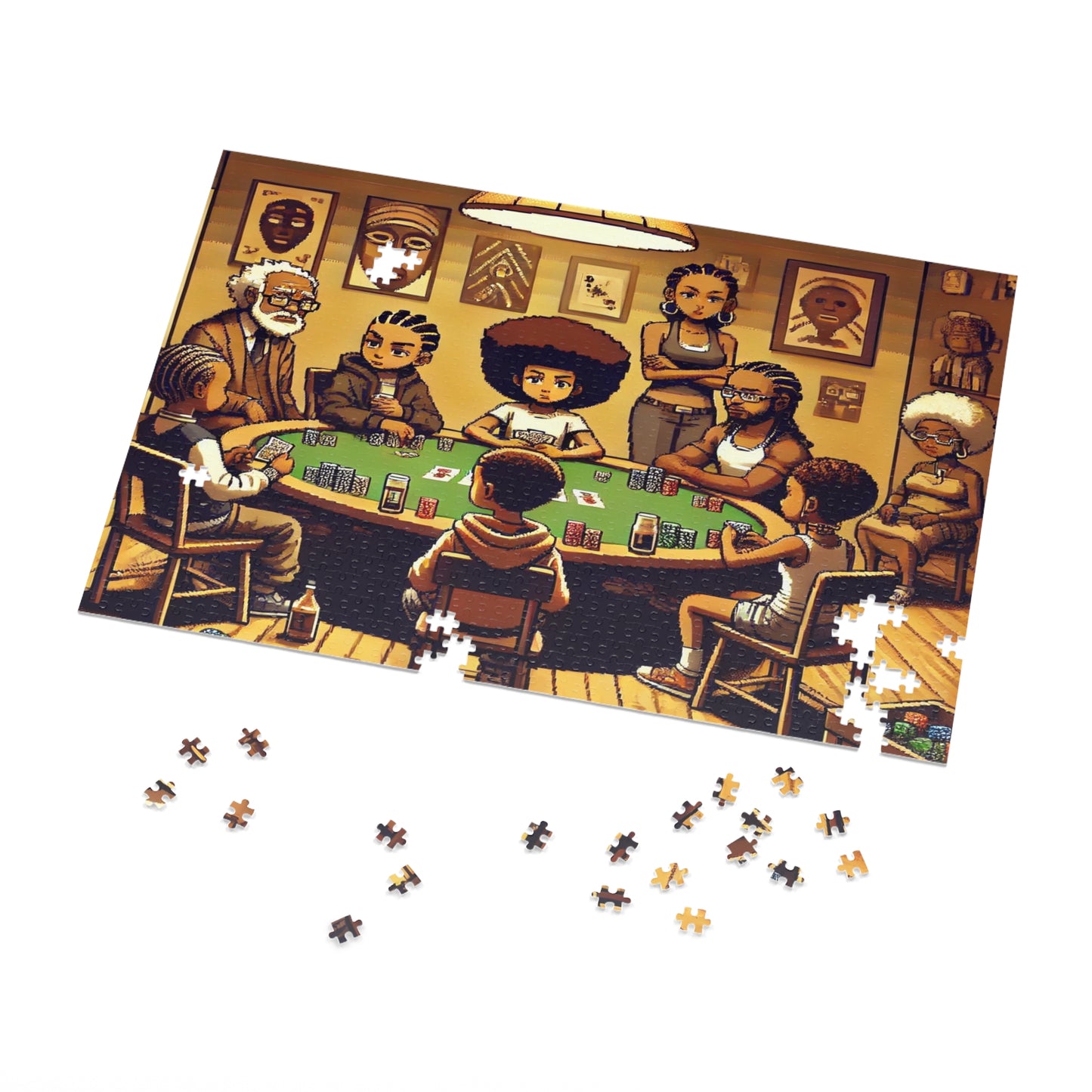 Family Game Night Jigsaw Puzzle with Custom Design Tin Container