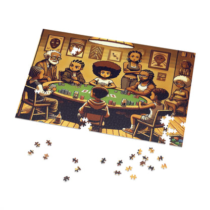 Family Game Night Jigsaw Puzzle with Custom Design Tin Container