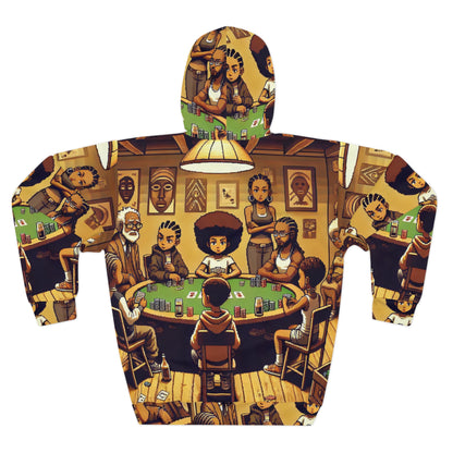 Family Poker Night Unisex Pullover Hoodie - Pixel Art Boondocks Themed AOP Hoodie