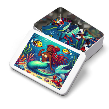 Melo Mermaid Jigsaw Puzzle with Custom Design Tin Container