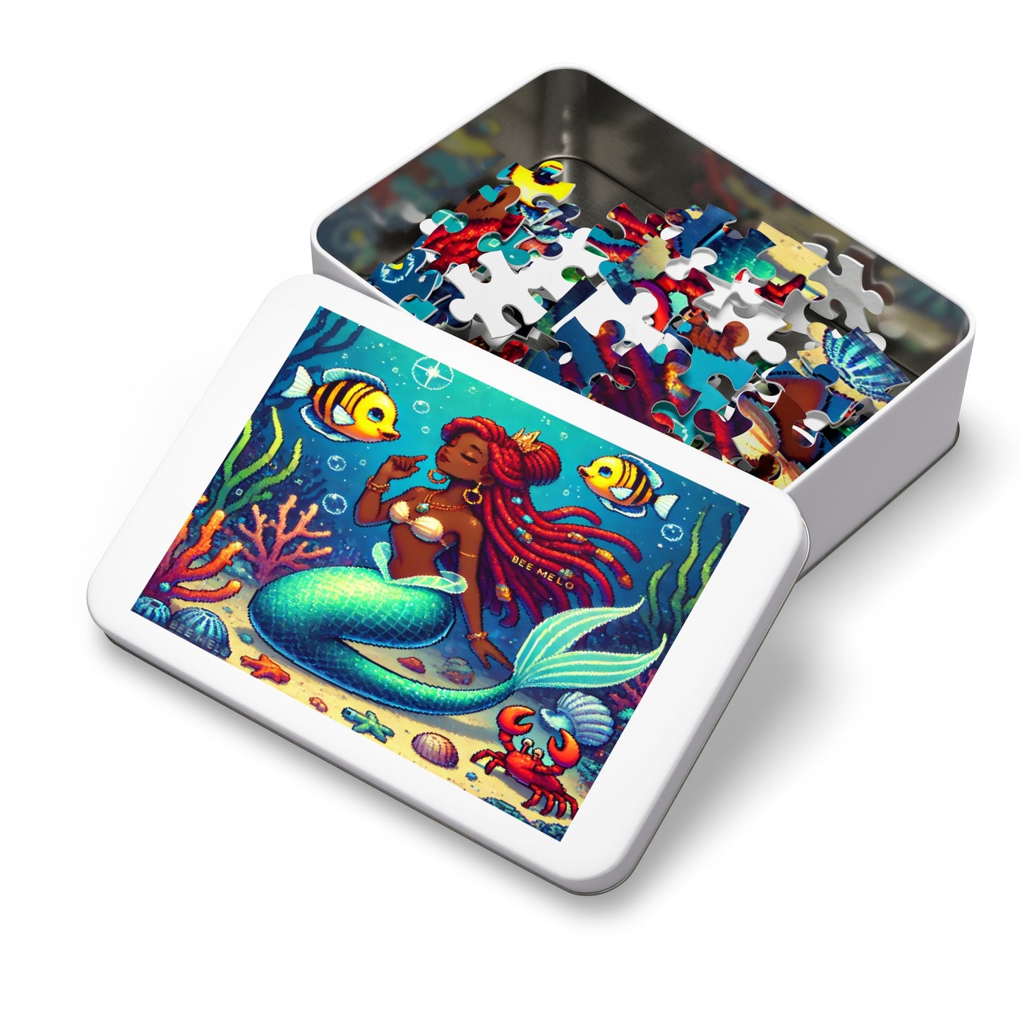 Melo Mermaid Jigsaw Puzzle with Custom Design Tin Container