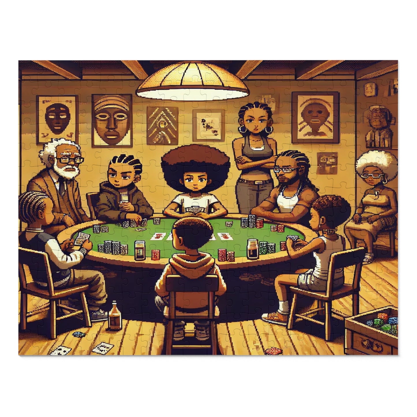 Family Game Night Jigsaw Puzzle with Custom Design Tin Container