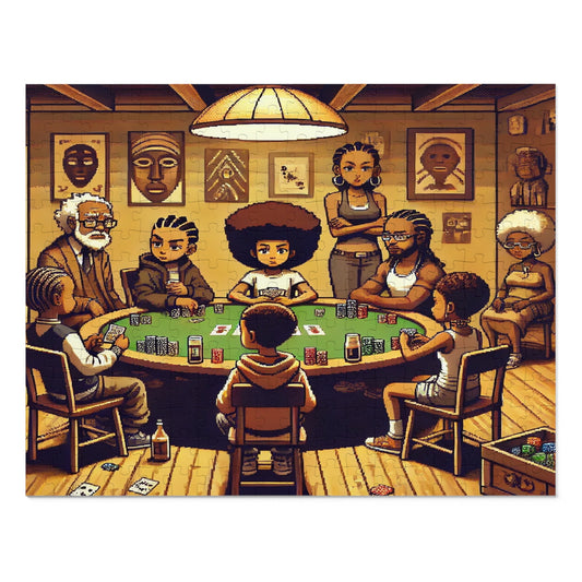 Family Game Night Jigsaw Puzzle with Custom Design Tin Container