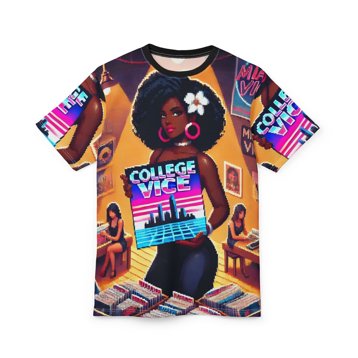 Retro College Vice Graphic Tee - Unisex Cut & Sew Shirt for Creative Souls