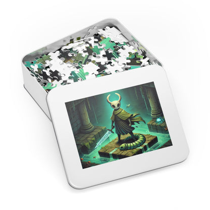 Green Cloaked Hollow Hero Jigsaw Puzzle with Custom Design Tin Container